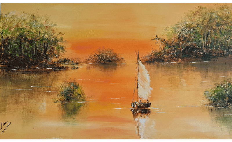 ArteDiAlina.com painting: Don't be so loud, you're scaring the fish